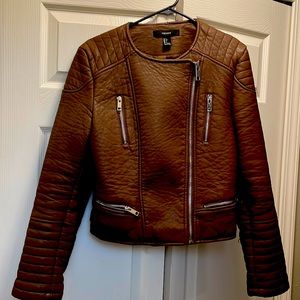 Camel Faux Leather Jacket Forever 21